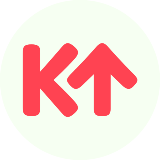 Kompetanseforum rund logo, bokstavene K og T i rød skrift